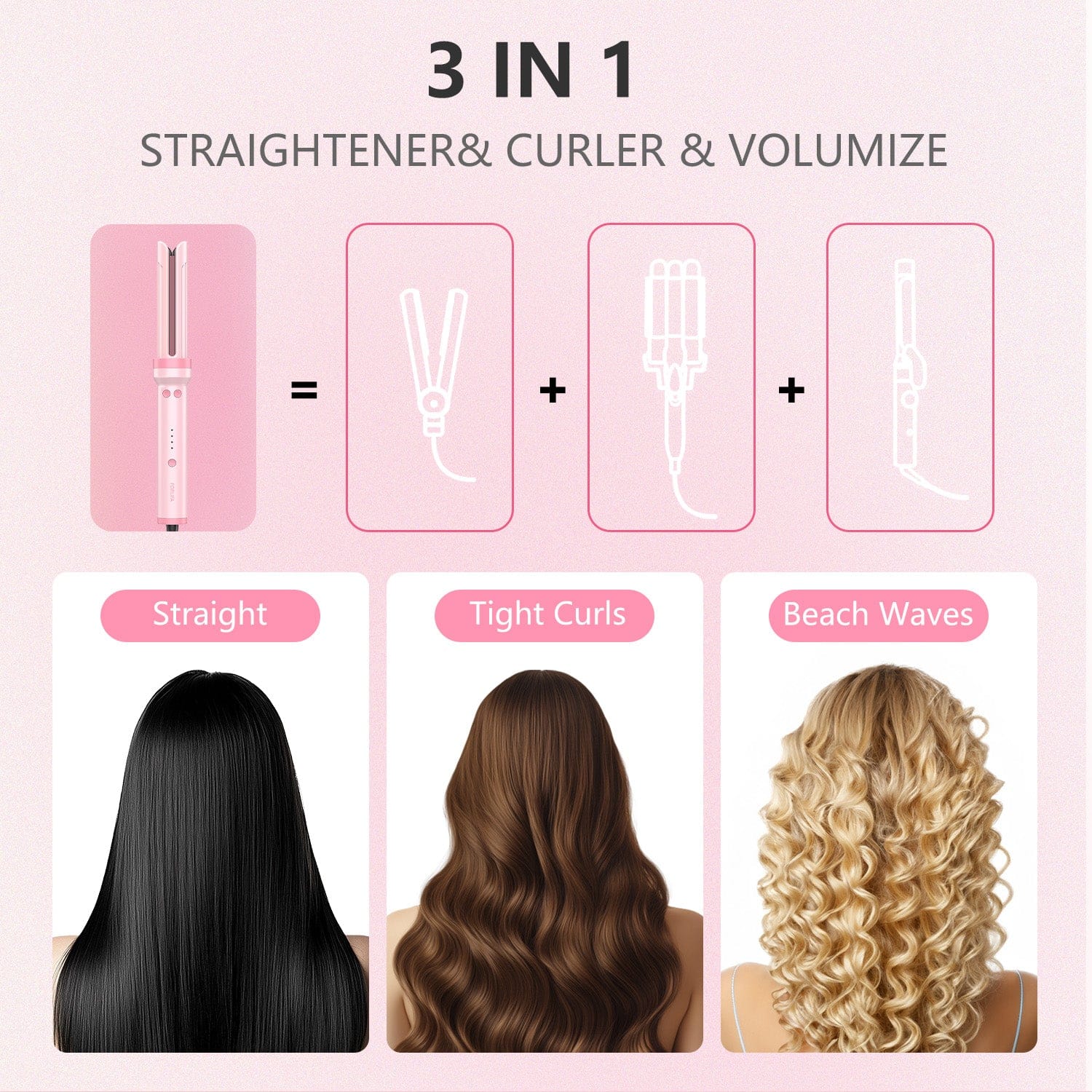 FORLIFA 3 in 1 Automatic Curling & Straightening Iron Pro HyperCurve