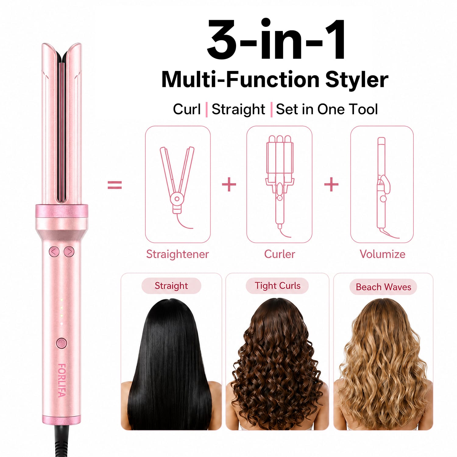 Pro HyperCurve — 3-in-1 Auto Curler & Styler - FORLIFA